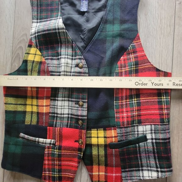 Vintage Gap Plaid Patchwork Vest Womens S Wool Blend Button-Up - Picture 15 of 16